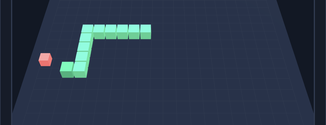 Snake 3D gameplay preview showing the snake and prey on the board